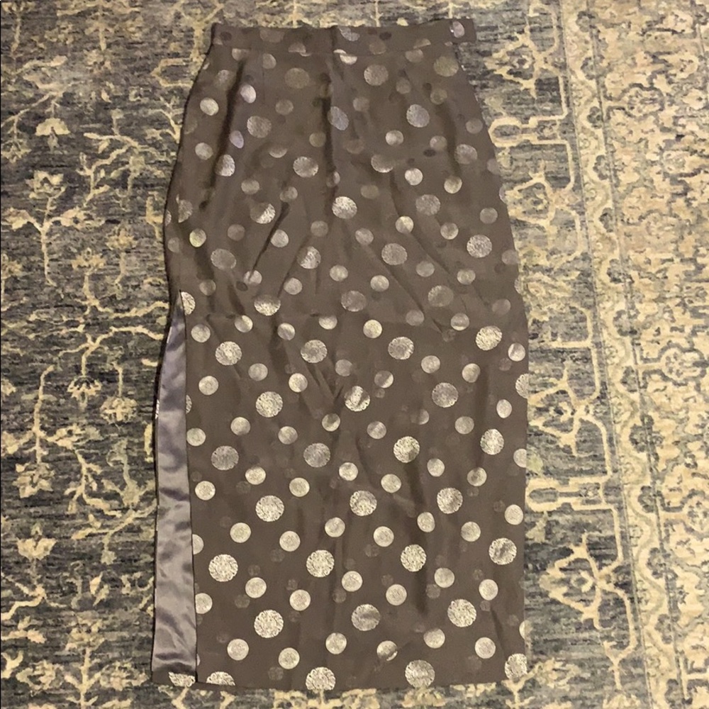 Metal Grey Silk Skirt